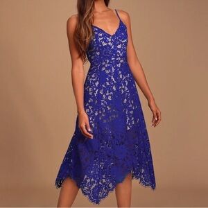 Lulus Blue Lace Midi Dress $15 $68 | Size: S | Lulus